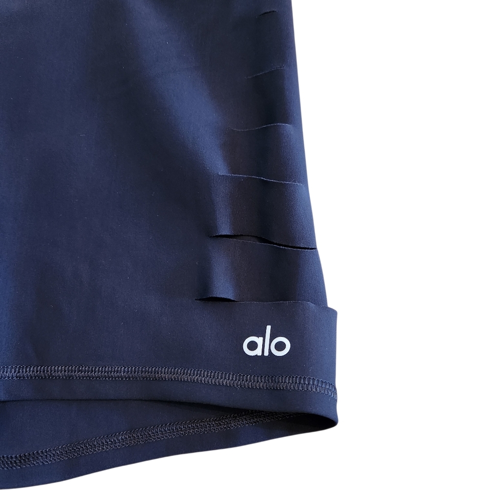 Alo Black Airlift Bike Shorts with Side Slits Size Small - Picture 3 of 6